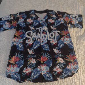 Men's The Sandlot themed tropical button-down Jersey NWOT